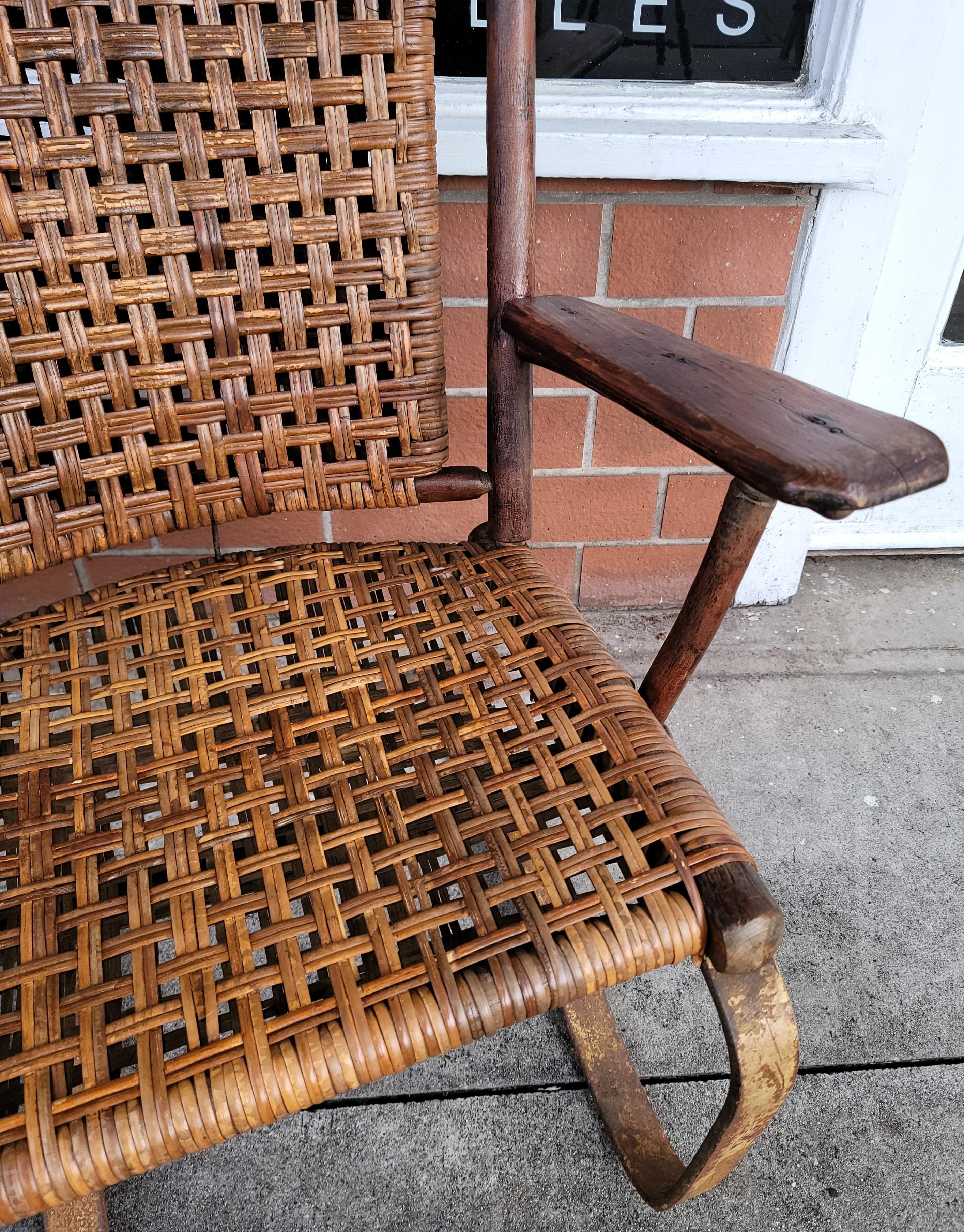 Old Hickory Spring Chair with a Metal Base/ Woven Seat and Back 3