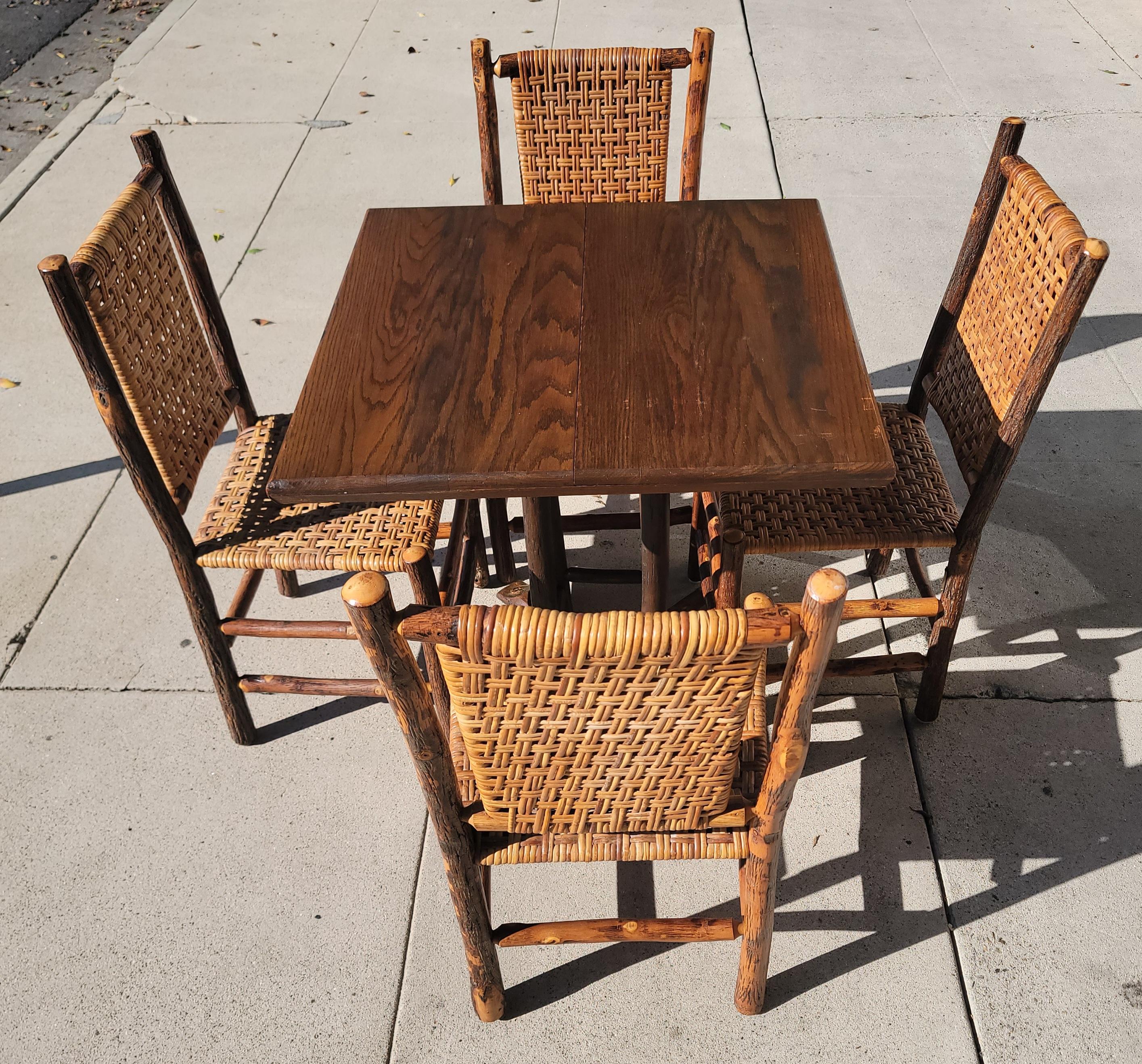 Adirondack Old Hickory Table and Chairs, Five Piece Collection