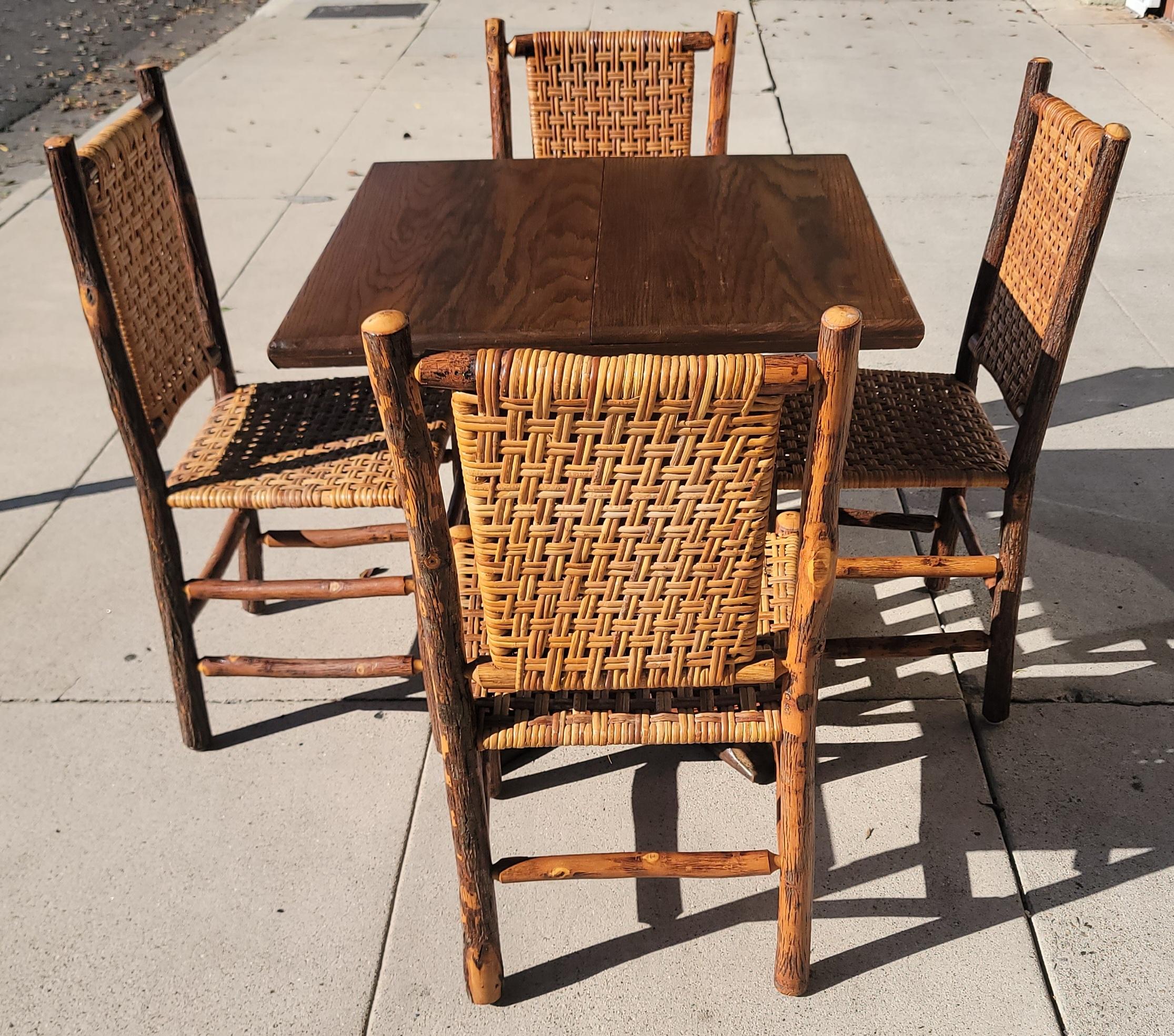 American Old Hickory Table and Chairs, Five Piece Collection