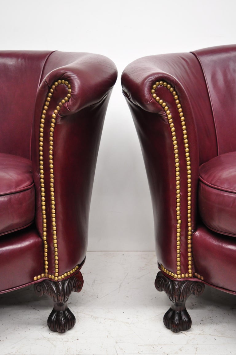 Old Hickory Tannery Burgundy Leather Ball and Claw Round ...