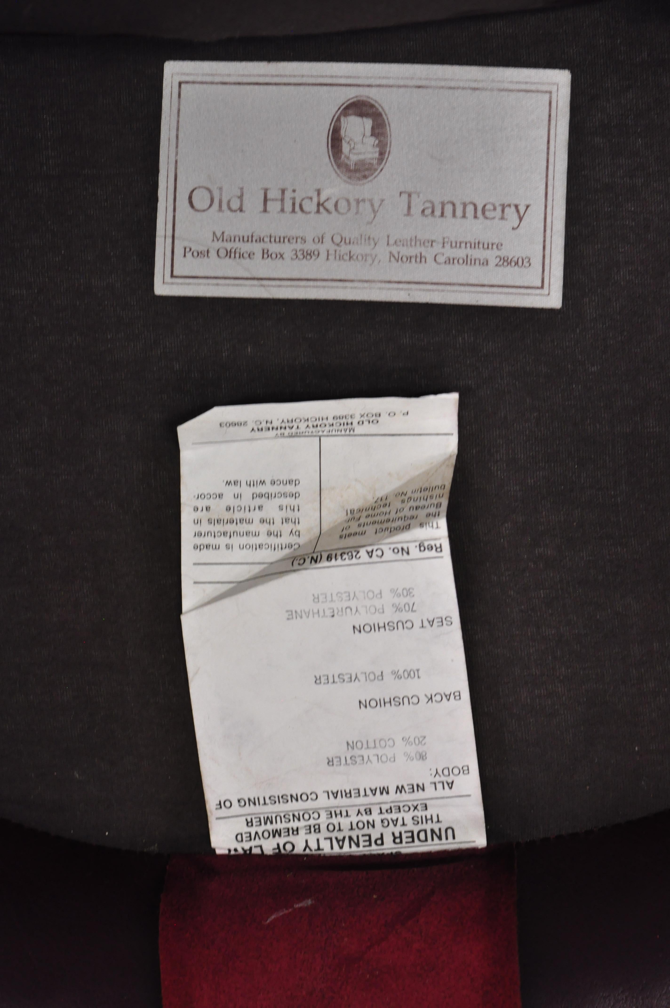 20th Century Old Hickory Tannery Burgundy Leather Ball & Claw Round Club Lounge Chairs, Pair