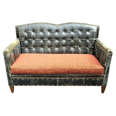 Ancienne banquette en cuir vieilli Old Hickory Tannery par Old Hickory Tannery