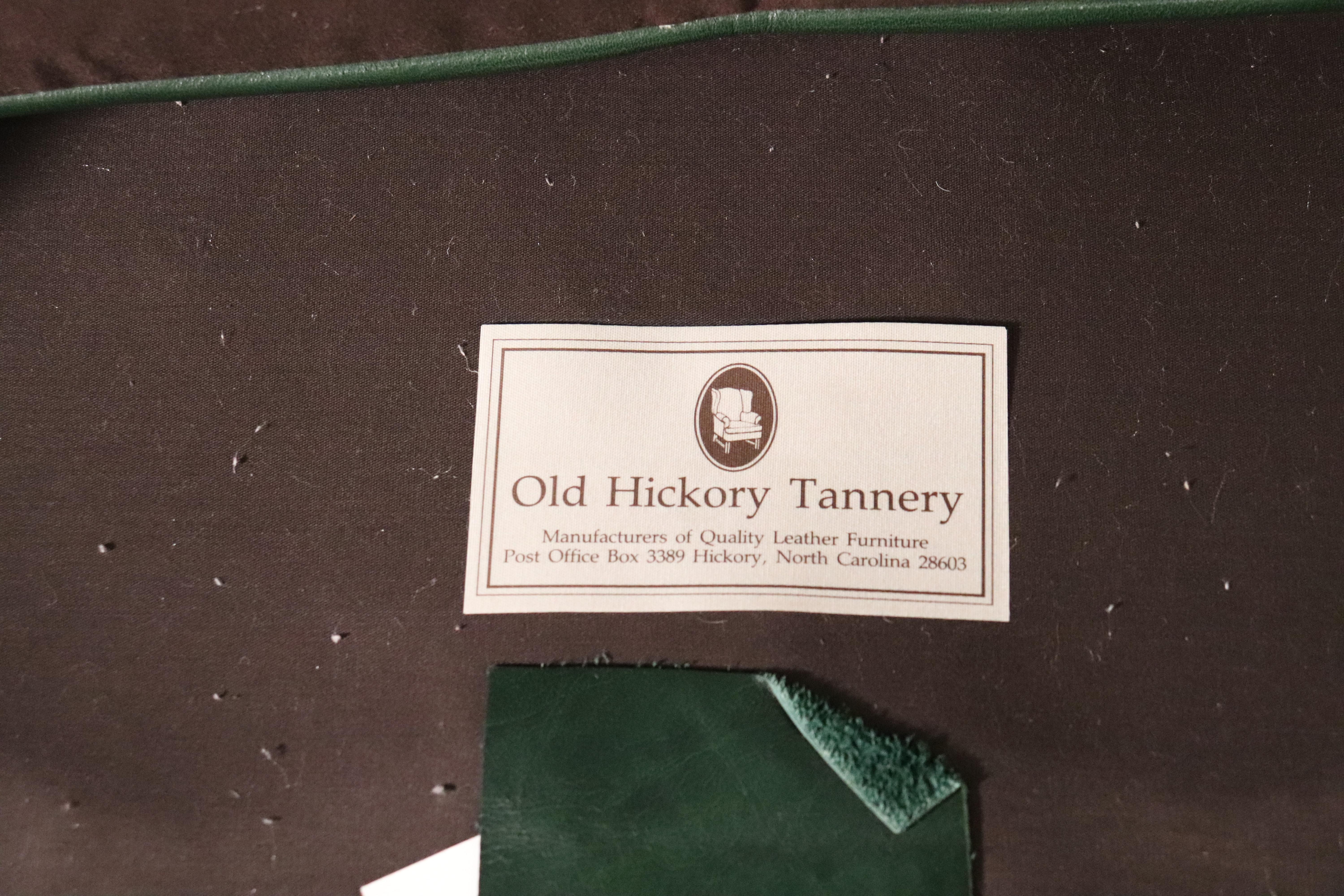 Old Hickory Tannery Hunter Green Genuine Top Grain Leather Chesterfield Sofa 4