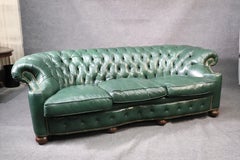 Old Hickory Tannery Hunter Green Genuine Top Grain Leather Chesterfield Sofa