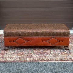 Old Hickory Tannery Leather Cocktail Ottoman from Lucchese Home Collection