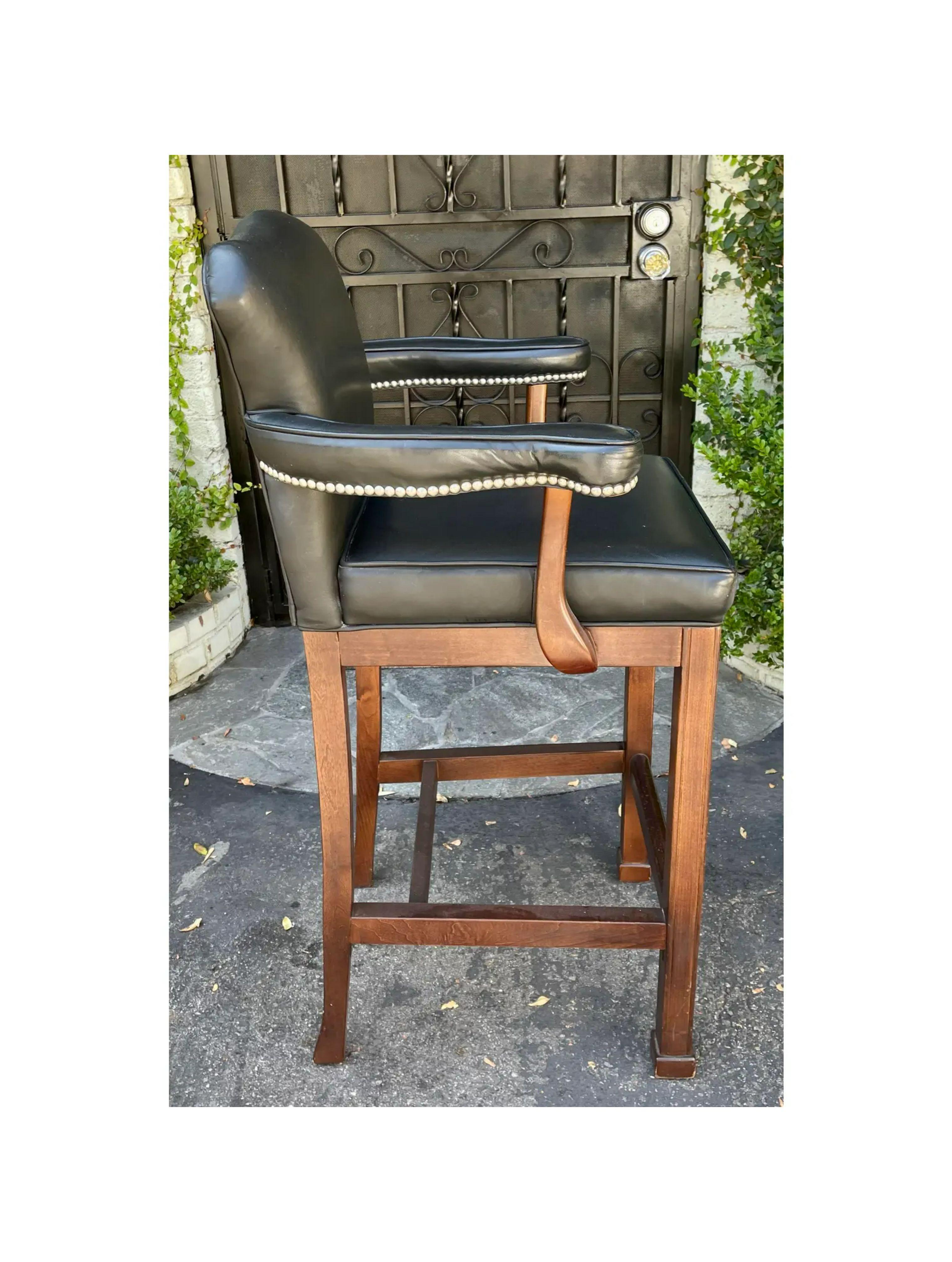Old Hickory Tannery Regency Style Leather Bar Stool In Good Condition In LOS ANGELES, CA