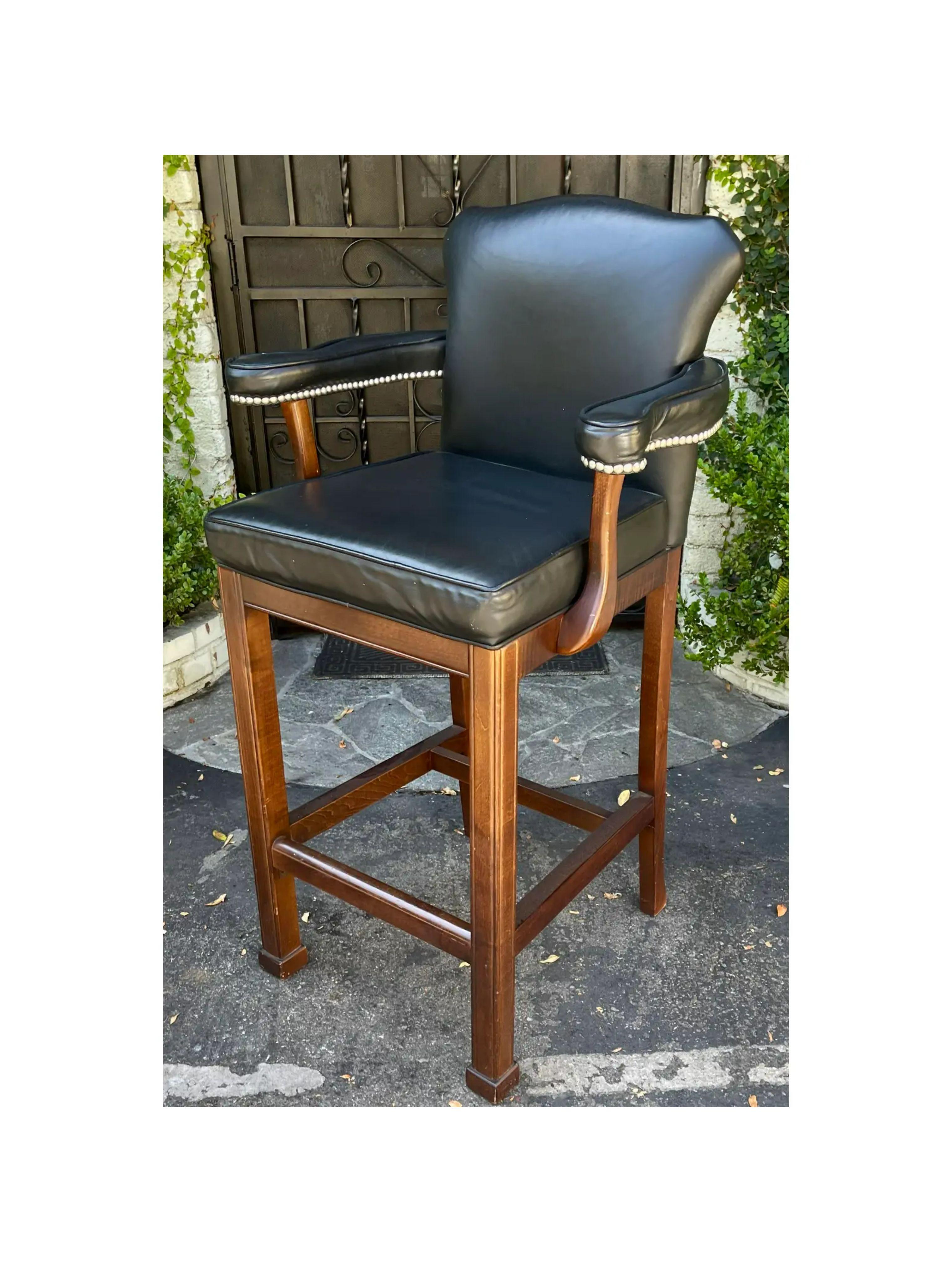 Contemporary Old Hickory Tannery Regency Style Leather Bar Stool