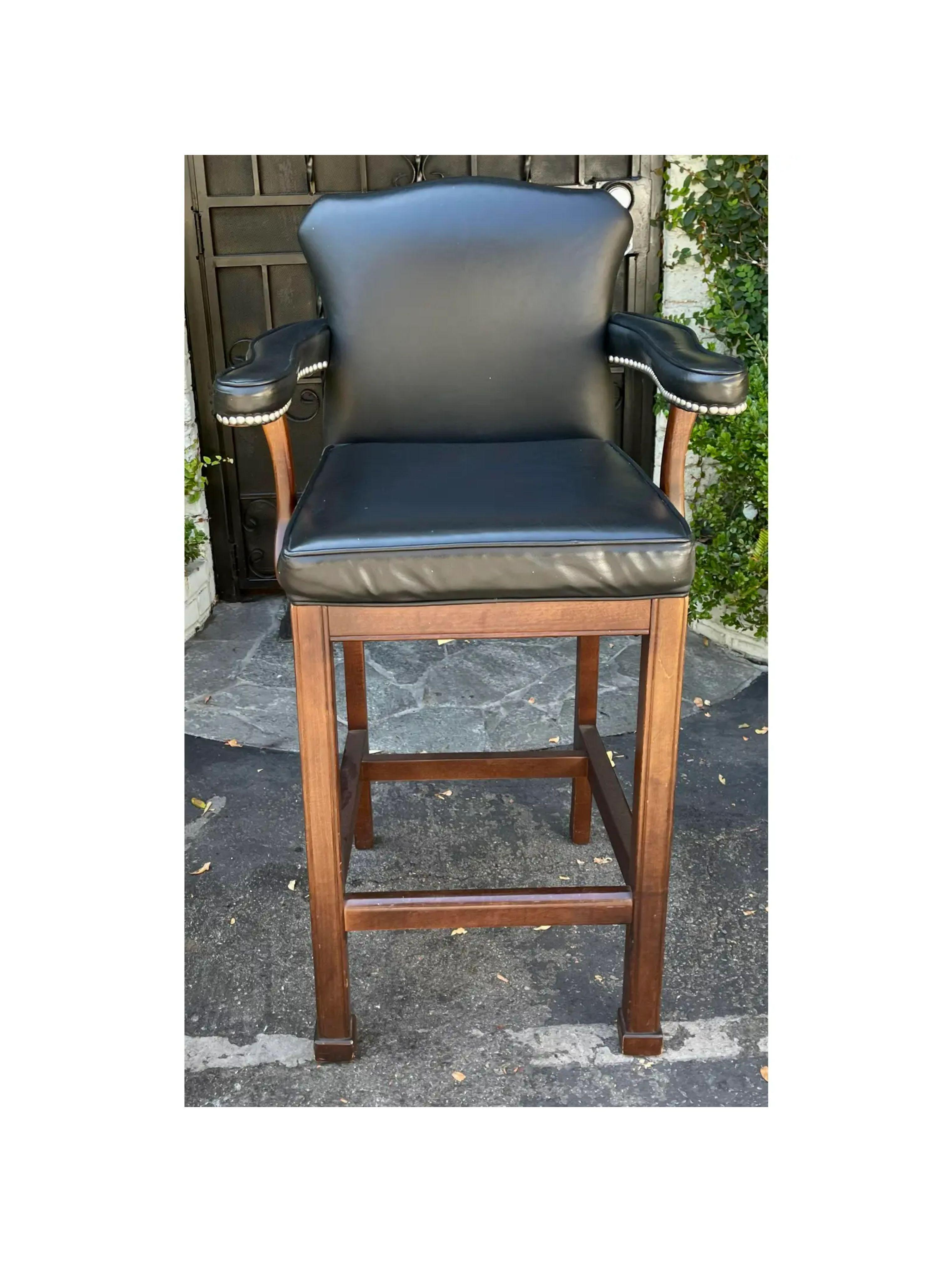 Old Hickory Tannery Regency Style Leather Bar Stool 1