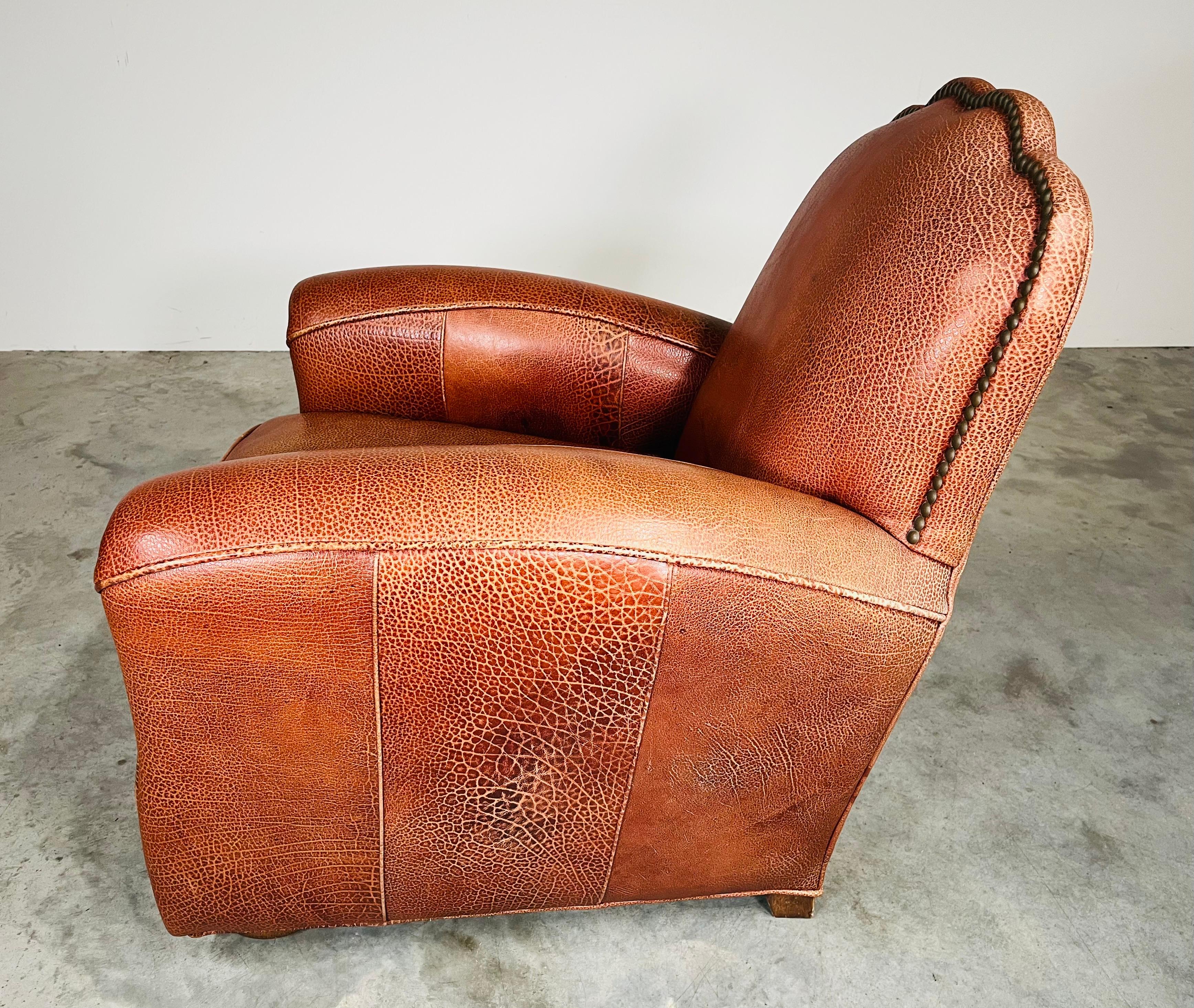 Old Hickory Tannery Traditional “Spirit Brown” Leather Club Arm-Chair For Sale 1