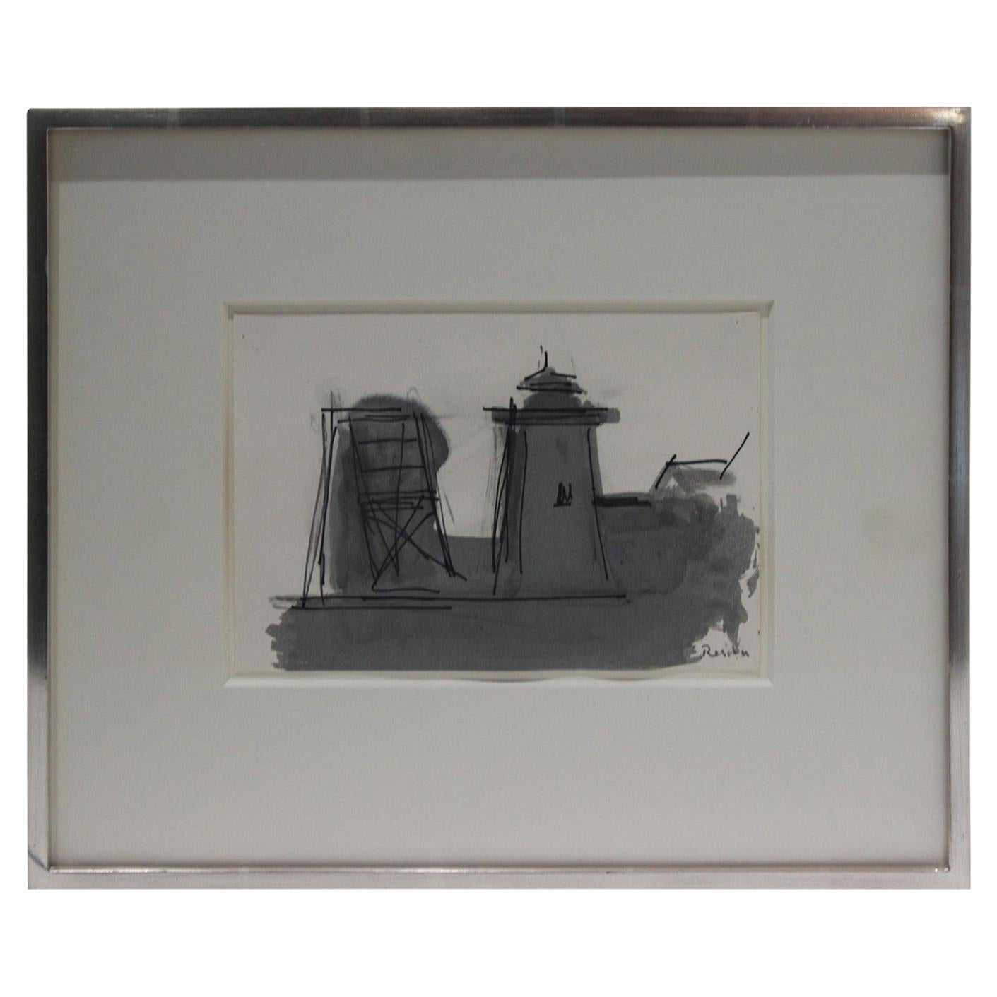 "Old Highland Light" Provincetown Ink Wash on Paper by Paul Resika