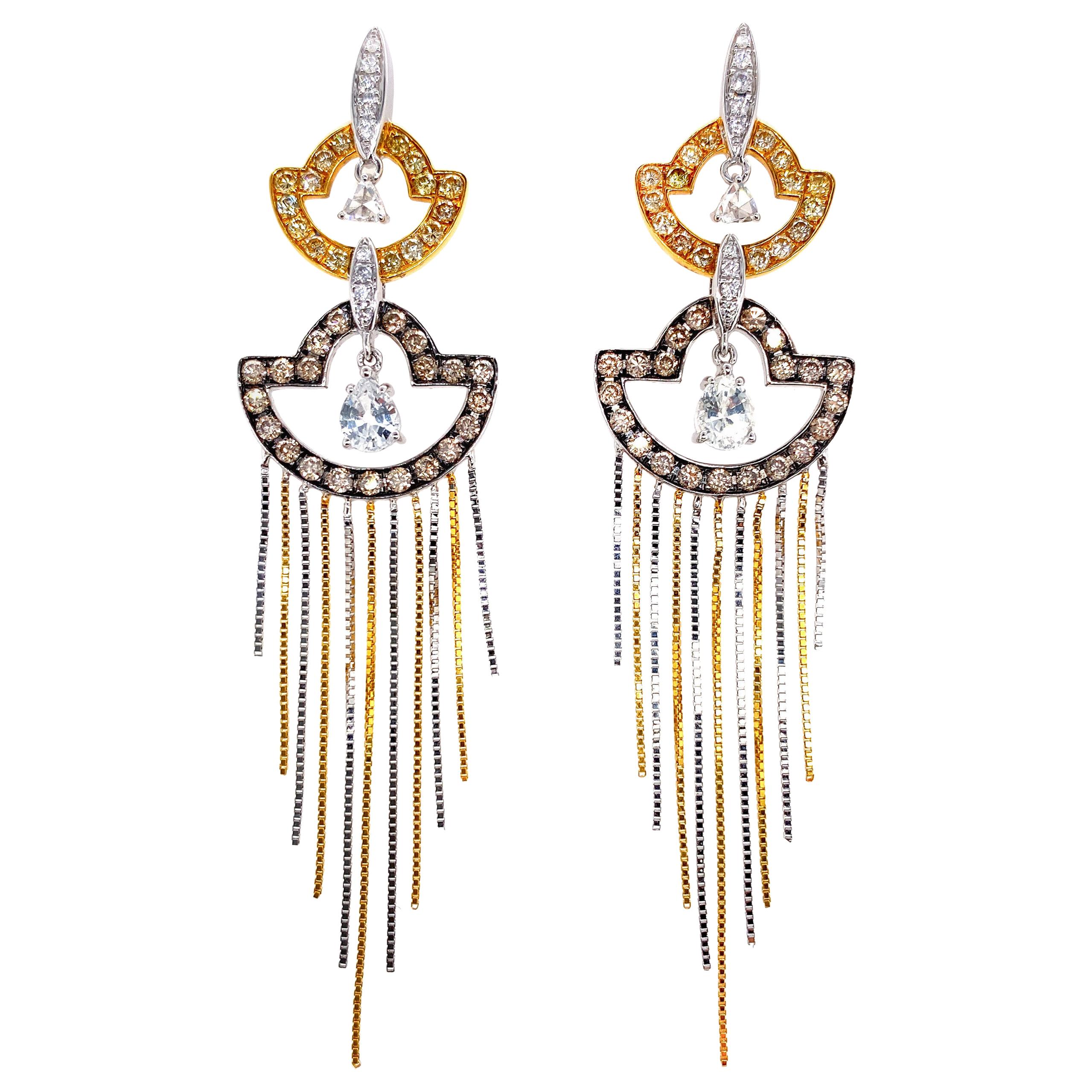 Old Hollywood Inspired Diamond Drop Earrings in 18 Karat Gold
