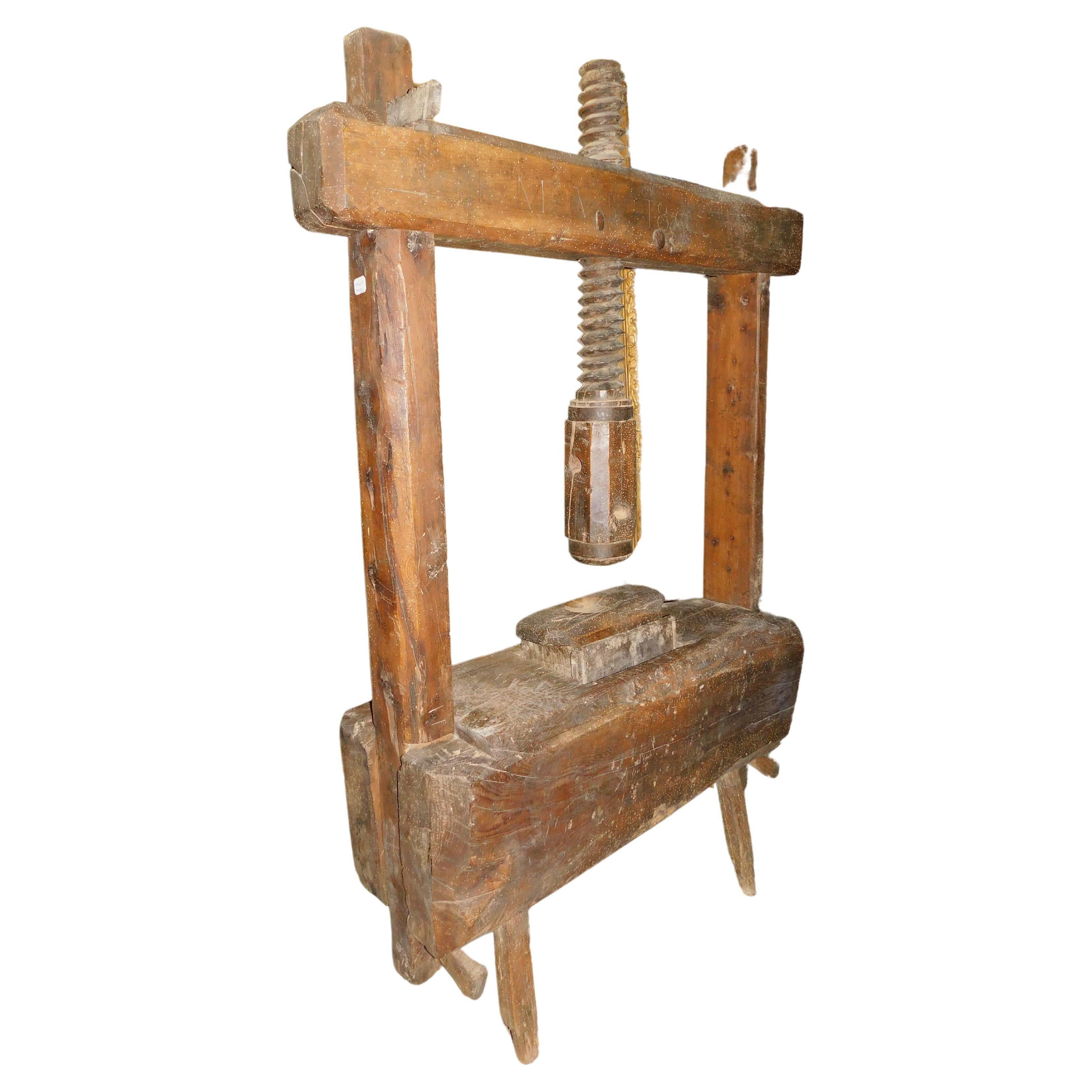 old honey press, wooden work tool, Italy