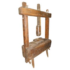 Antique old honey press, wooden work tool, Italy