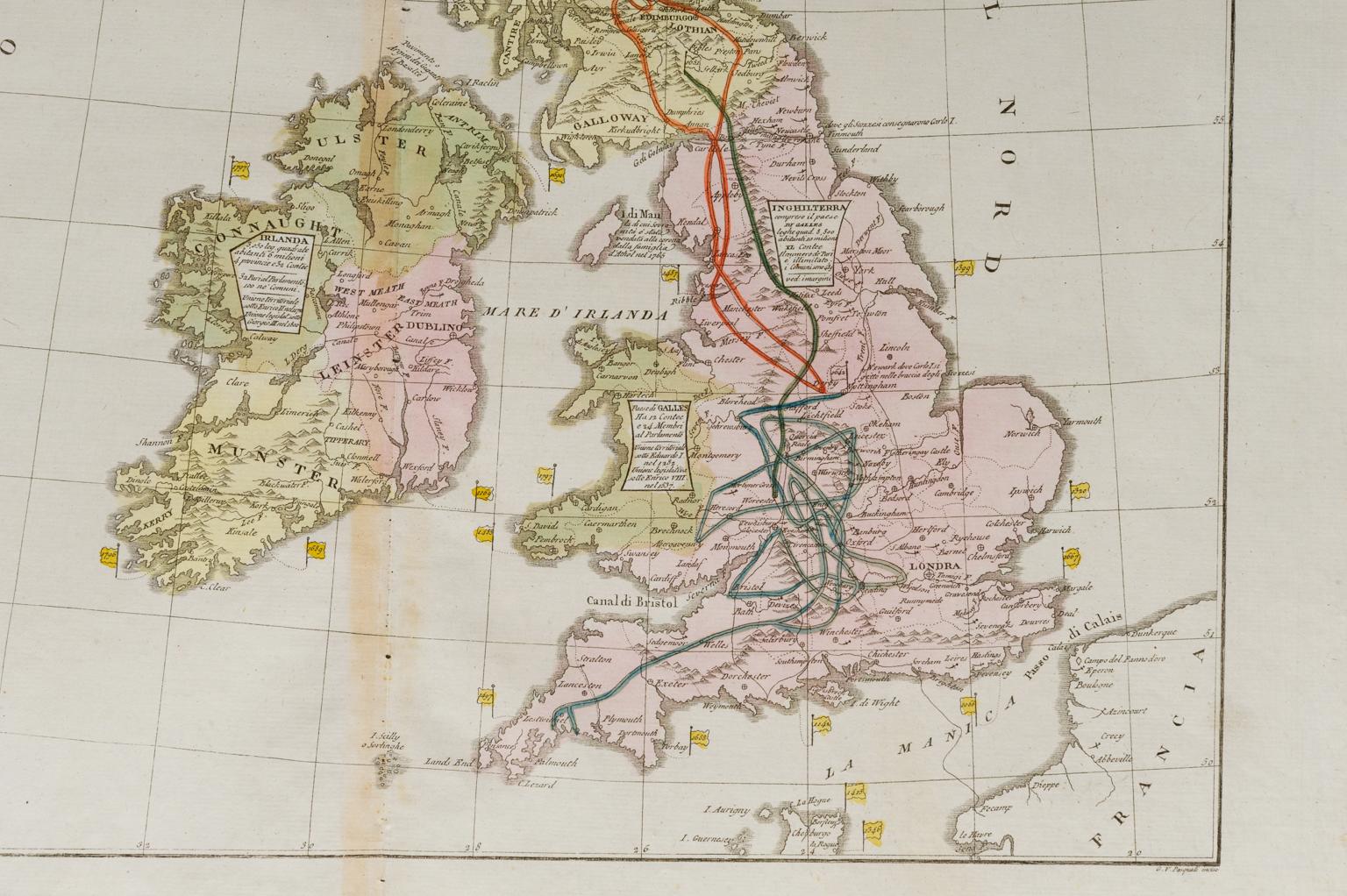 Old Horizontal Map of England (Sonstiges) im Angebot