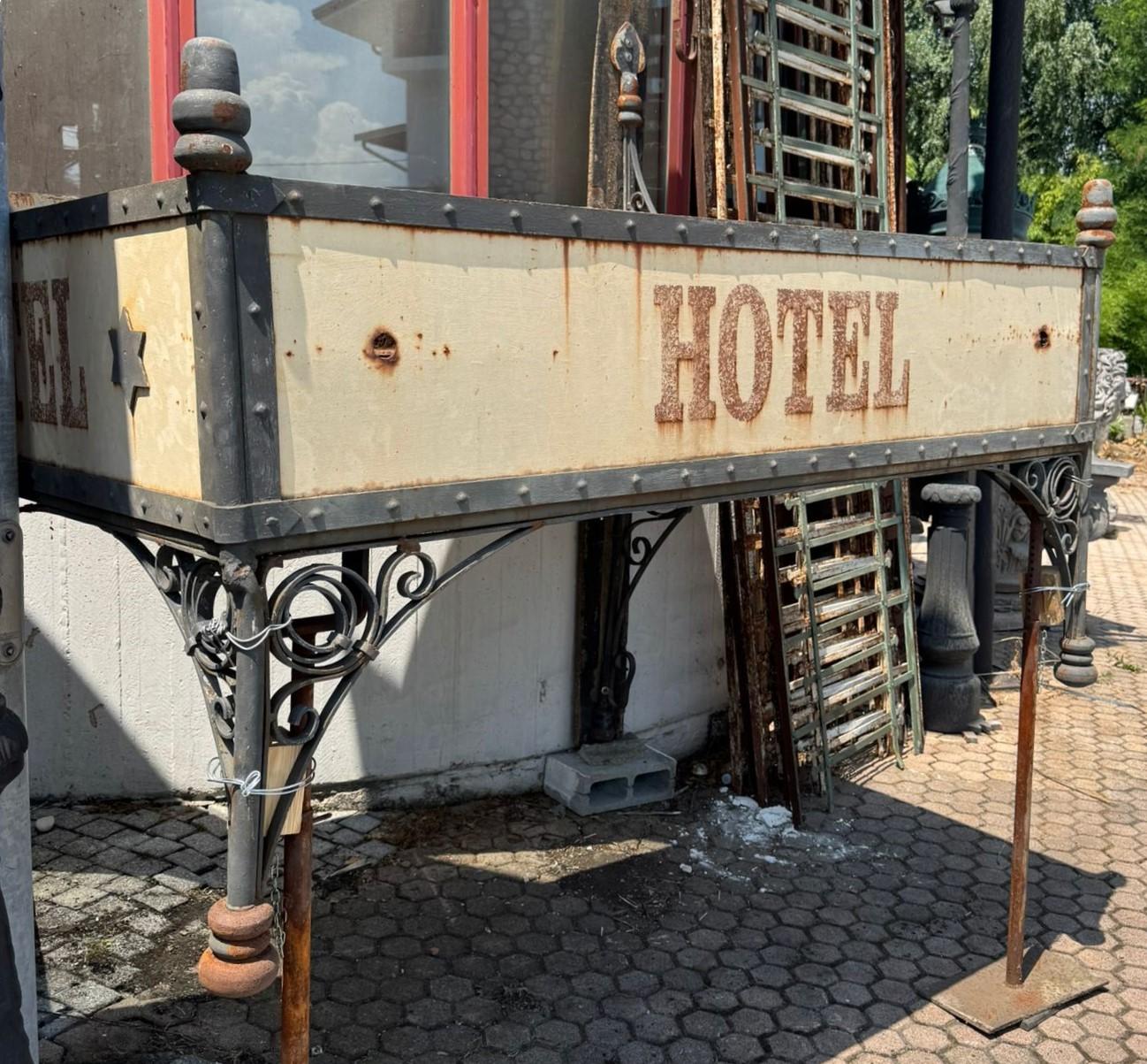 Italian Old hotel entrance canopy in wrought iron and cast iron, Italy For Sale