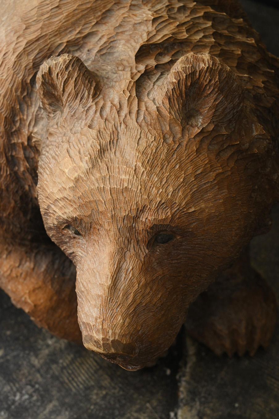 20th Century Old huge wooden carving of a bear from Hokkaido, Japan/Late 20th century