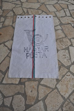 Old Hungarian Mail Linen Sack Hungarian Post Inscriptions