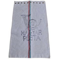 Vintage Old Hungarian Mail Linen Sack Hungarian Post Inscriptions