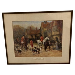 Antiguo grabado de caza llamado " Una mañana de caza de Heywood Hardy"