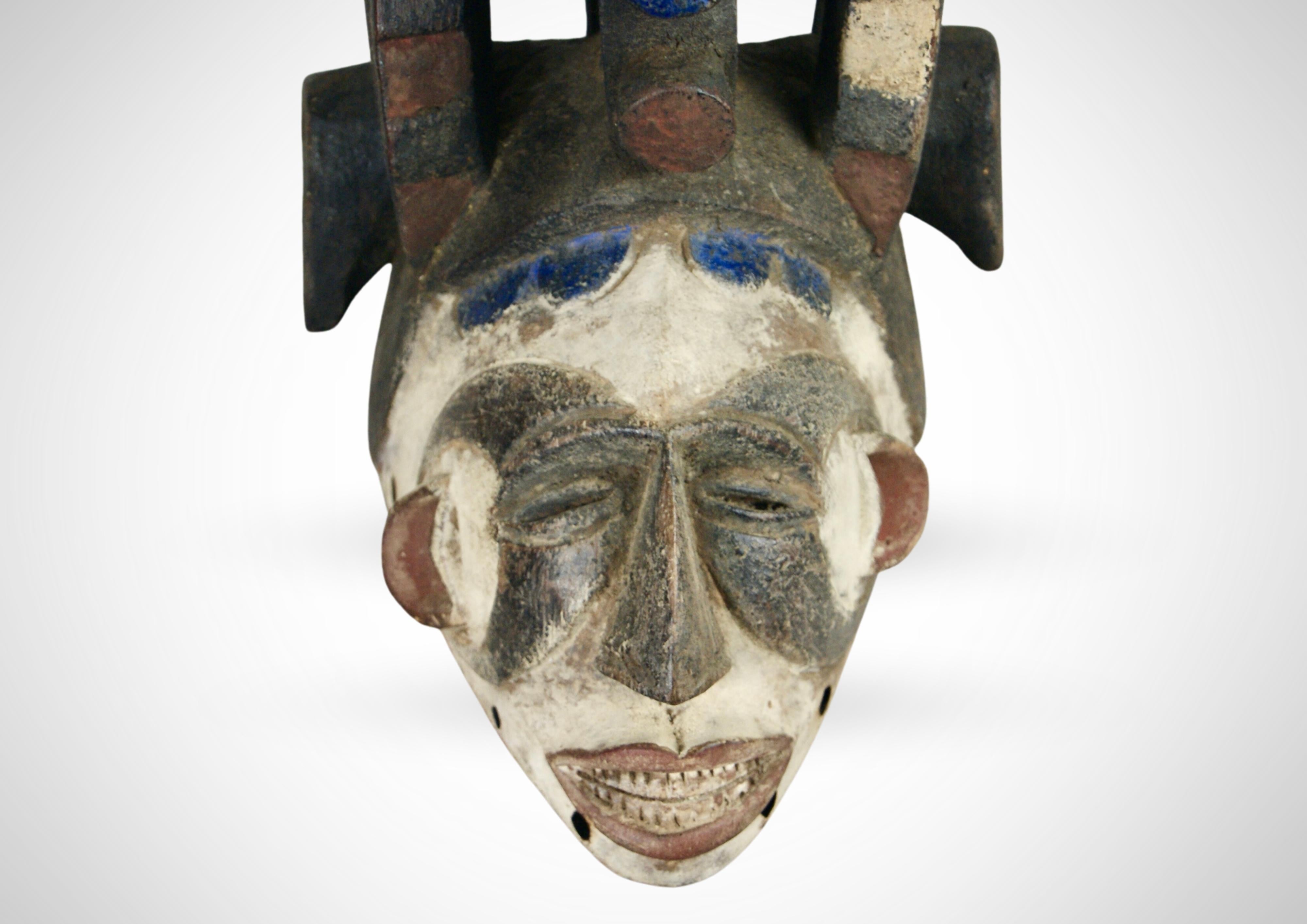 20th Century Old Igbo Helmet Mask, Agbogho Mmuo Masquerade For Sale