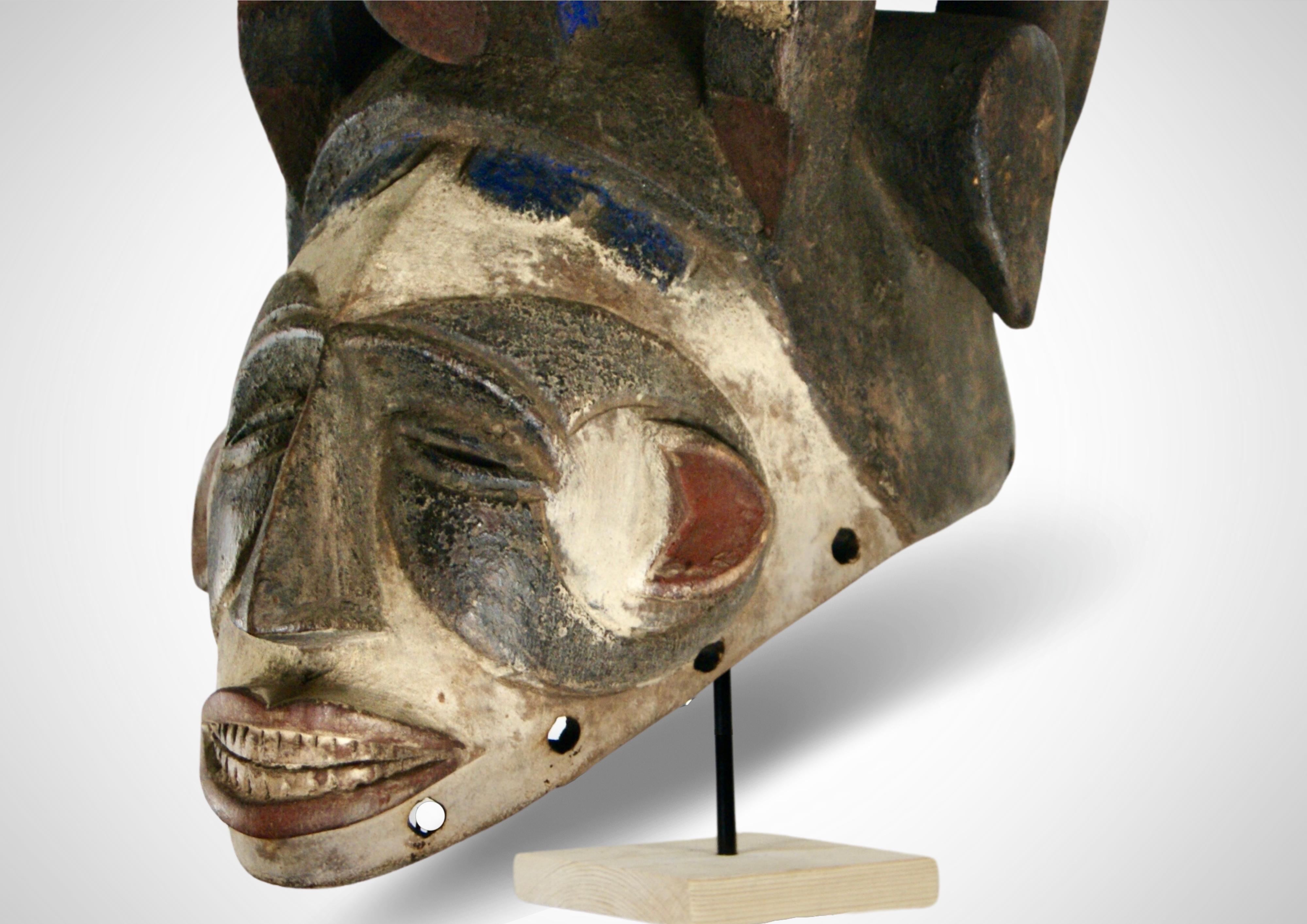 Nigerian Old Igbo Helmet Mask, Agbogho Mmuo Masquerade For Sale