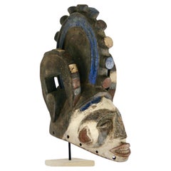 Vintage Old Igbo Helmet Mask, Agbogho Mmuo Masquerade