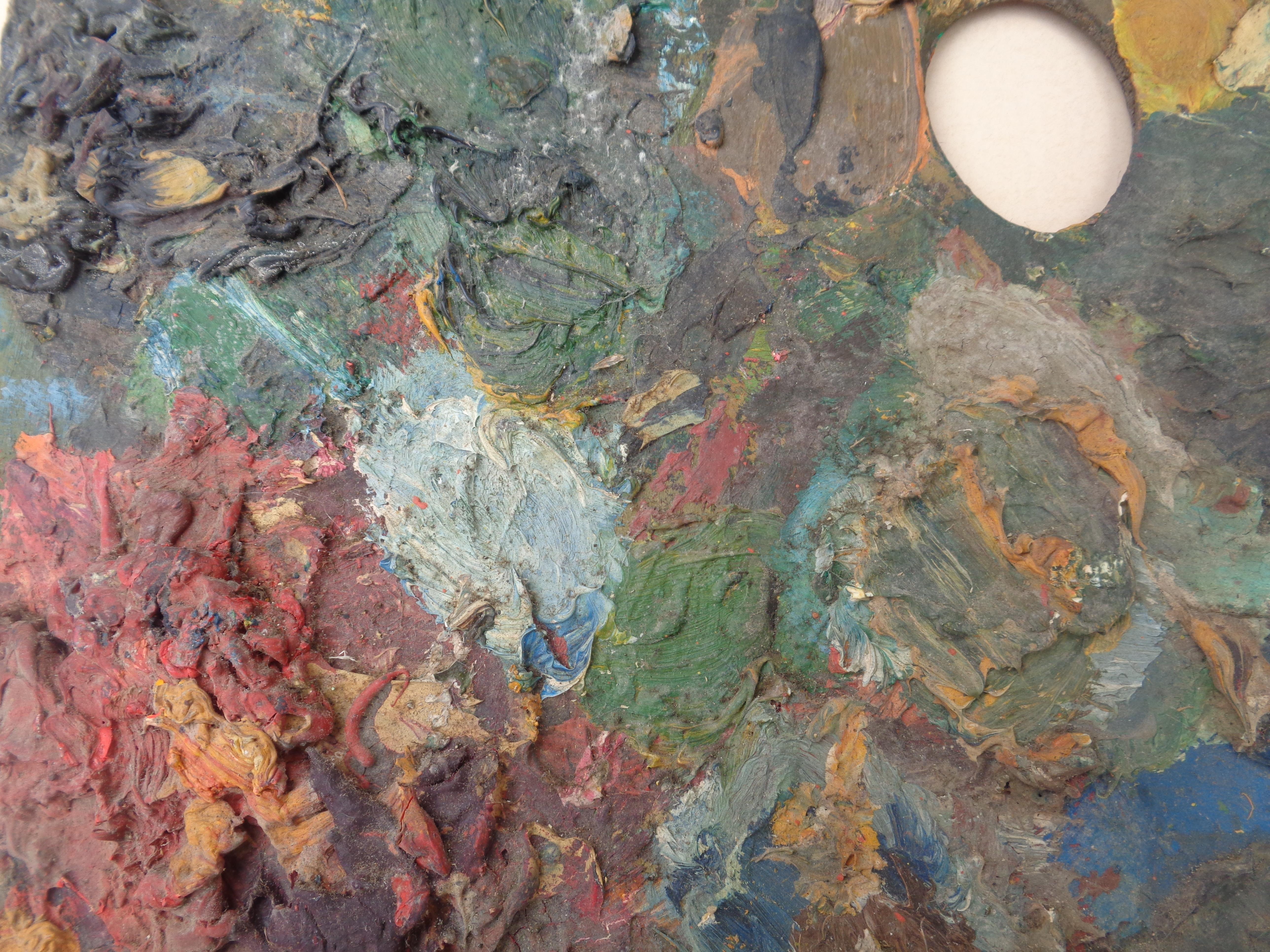 20th Century  Impasto Paint Encrusted Artist Palettes, 1940-1950 For Sale