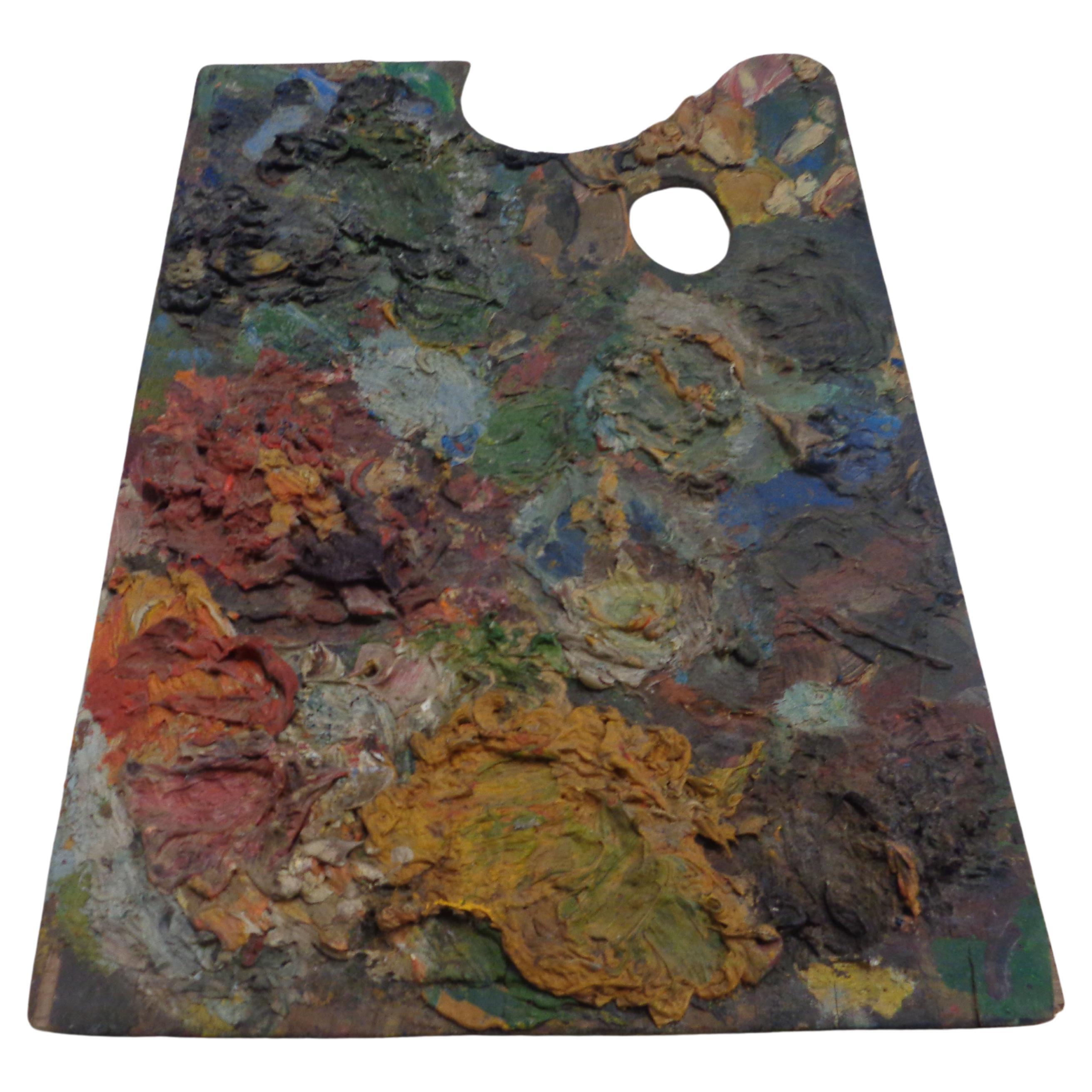 Dipinto a mano Vecchie tavolozze per artisti in legno incrostate di pittura