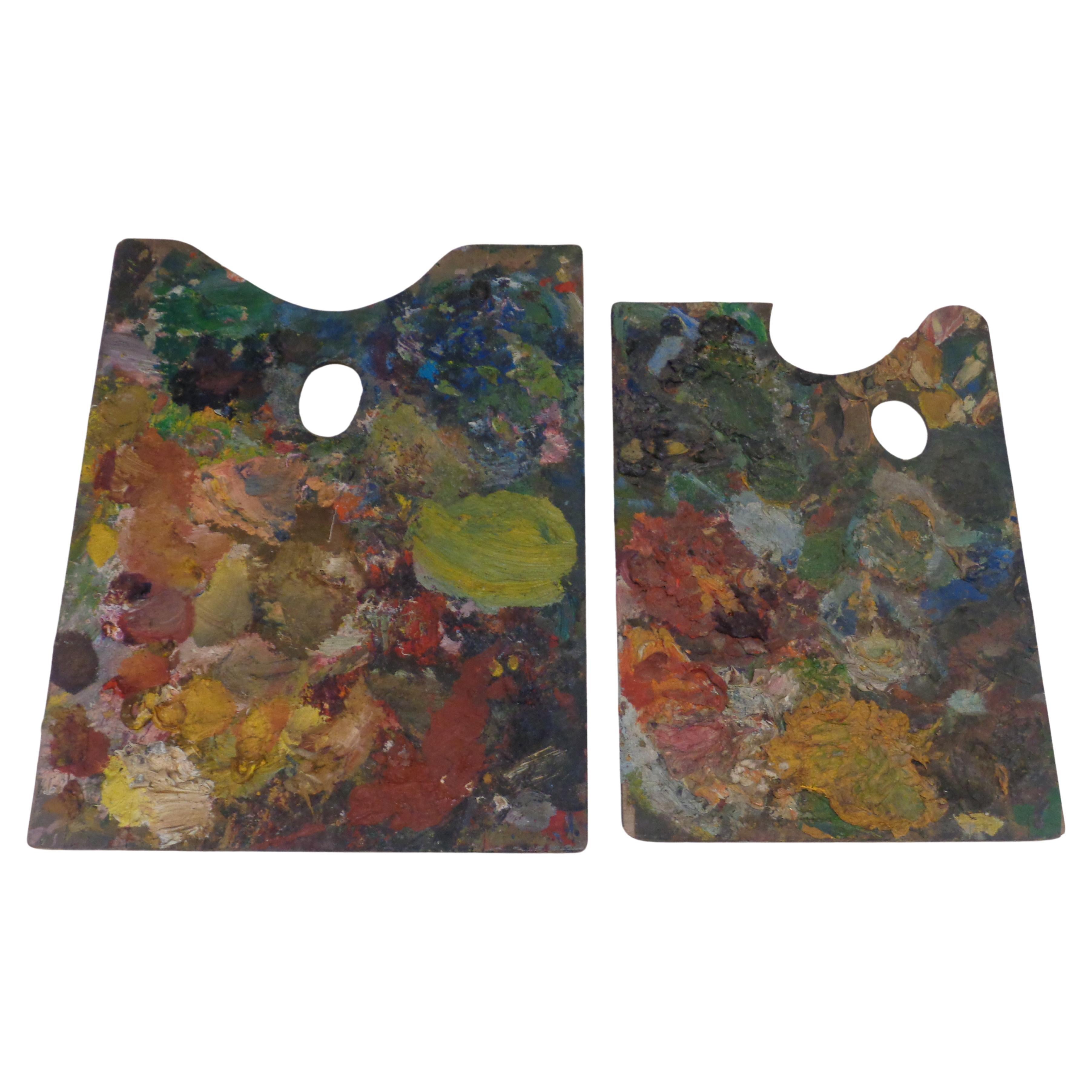 Old Paint Encrusted Wood Artist Palettes For Sale
