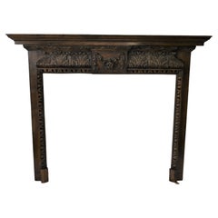 Old Impressive Generously Carved Pine Fire Surround / Mantle from England