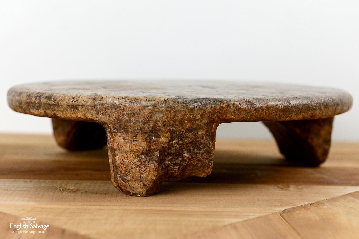 Old Indian Carved Stone Chapati Plate Trivet, 20th Century For Sale 1