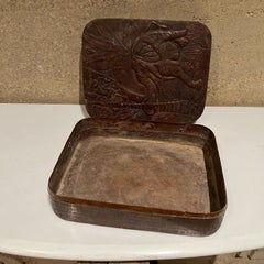 1950s Patinated Copper Box Embossed Elephant India