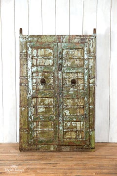 Old Indian Pair of Teak Doors, 20th Century