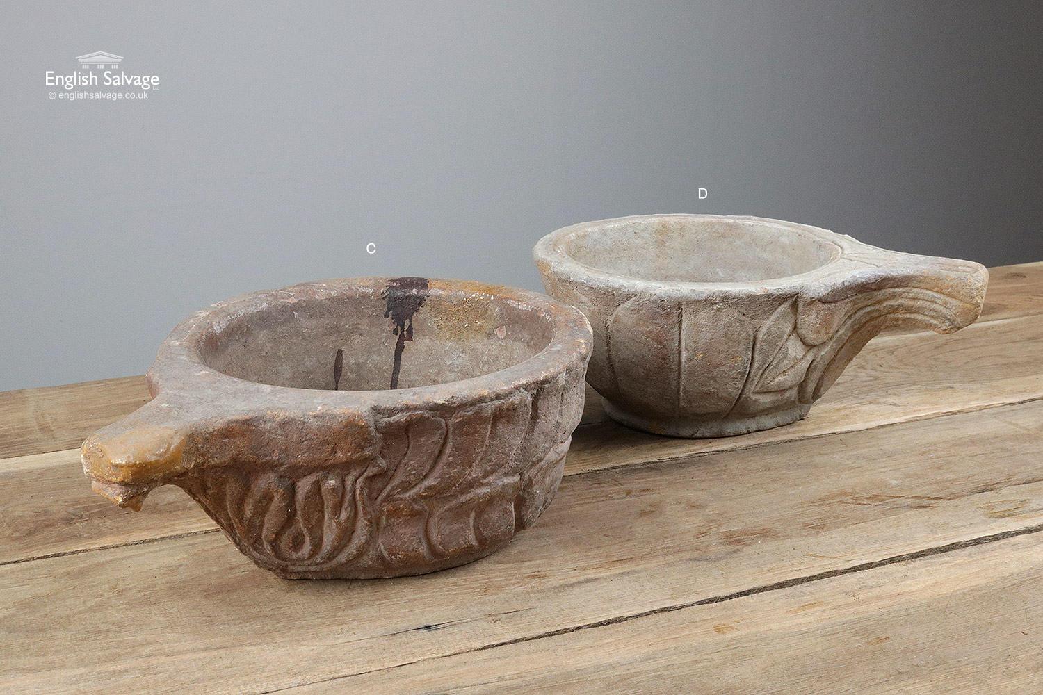 Sandstone Old Indian Stone Kharal / Mortar Bowls, 20th Century For Sale