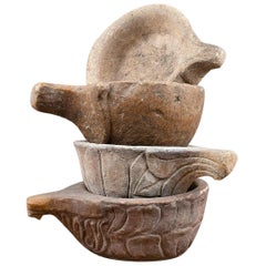 Old Indian Stone Kharal / Mortar Bowls, 20th Century