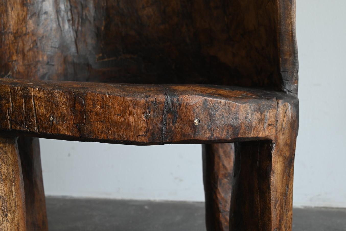 Old Indian wooden low chairA/20th century/Chair made from a single piece of wood For Sale 6