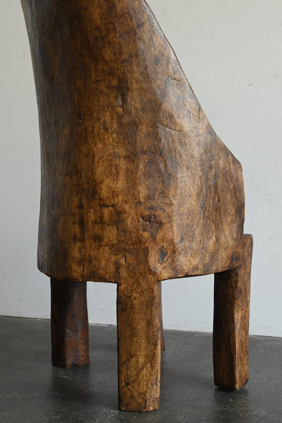 Old Indian wooden low chairA/20th century/Chair made from a single piece of wood For Sale 7
