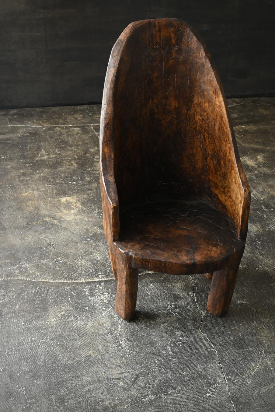 Old Indian wooden low chairA/20th century/Chair made from a single piece of wood For Sale 8