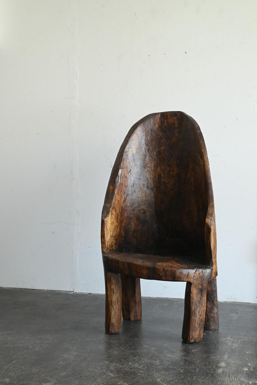 Old Indian wooden low chairA/20th century/Chair made from a single piece of wood For Sale 9