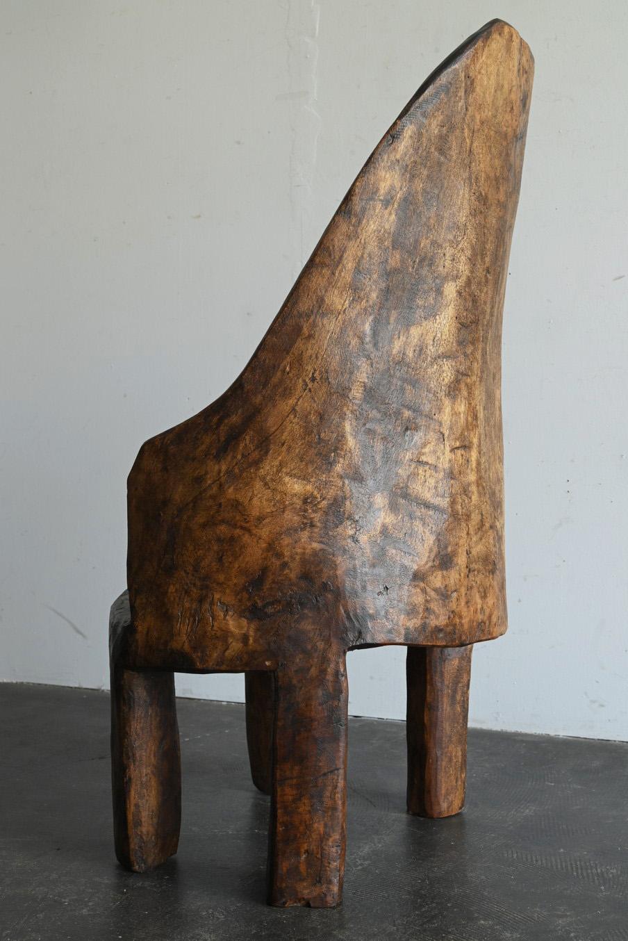 Old Indian wooden low chairA/20th century/Chair made from a single piece of wood For Sale 1