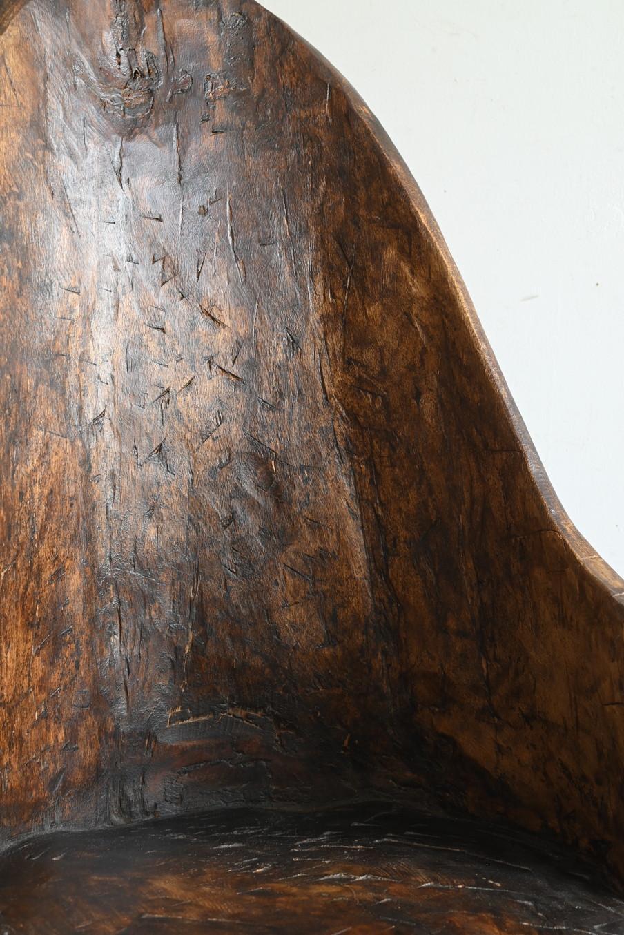 Old Indian wooden low chairA/20th century/Chair made from a single piece of wood For Sale 2