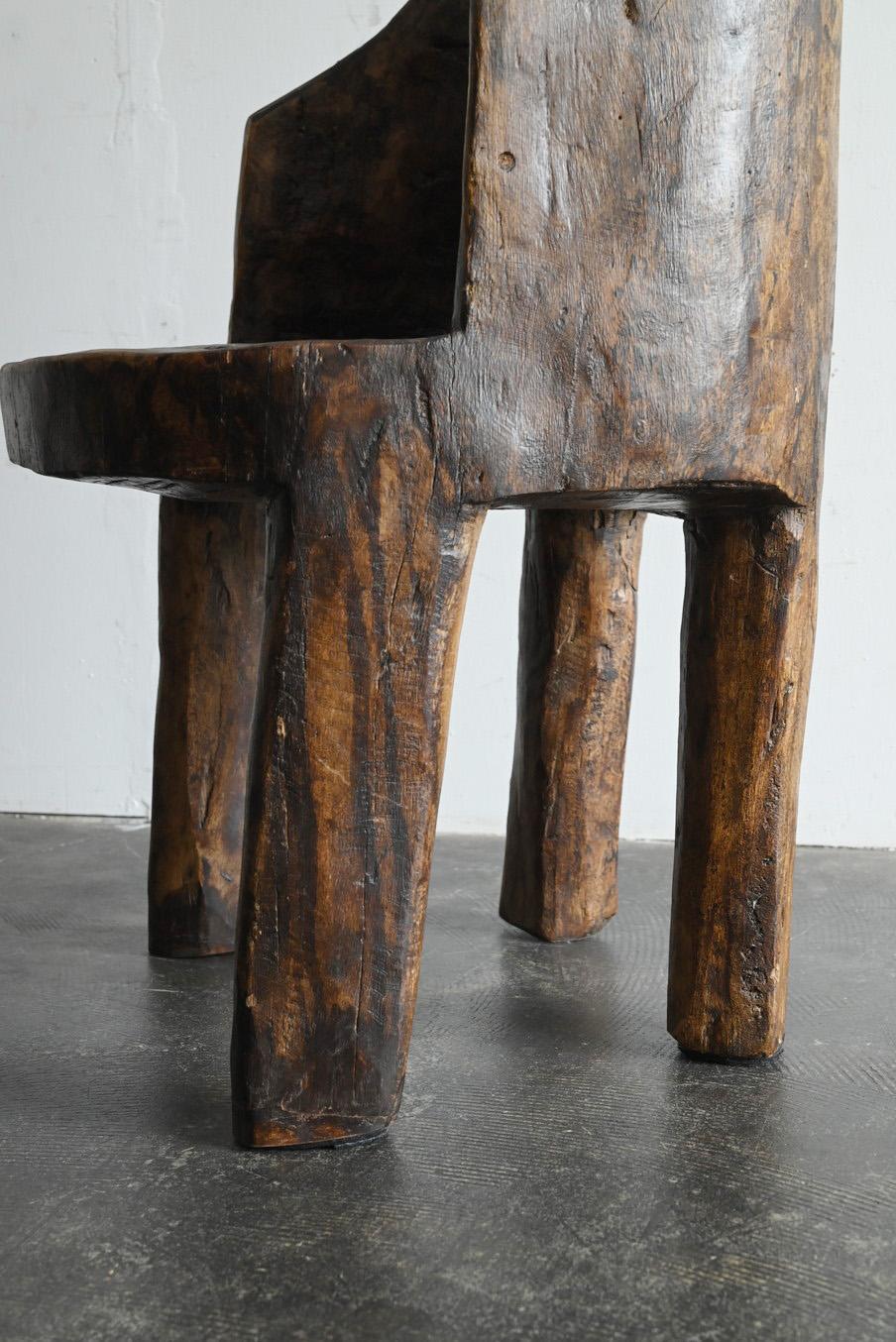 Old Indian wooden low chairB/20th century/Chair made from a single piece of wood For Sale 3