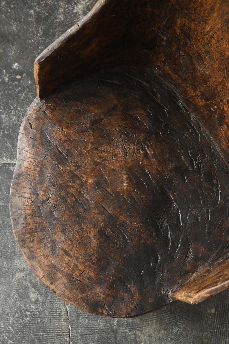 Old Indian wooden low chairB/20th century/Chair made from a single piece of wood For Sale 4