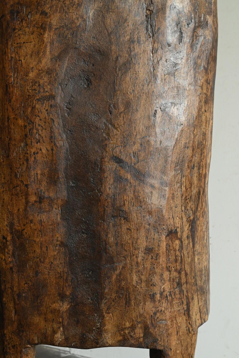Old Indian wooden low chairB/20th century/Chair made from a single piece of wood For Sale 6