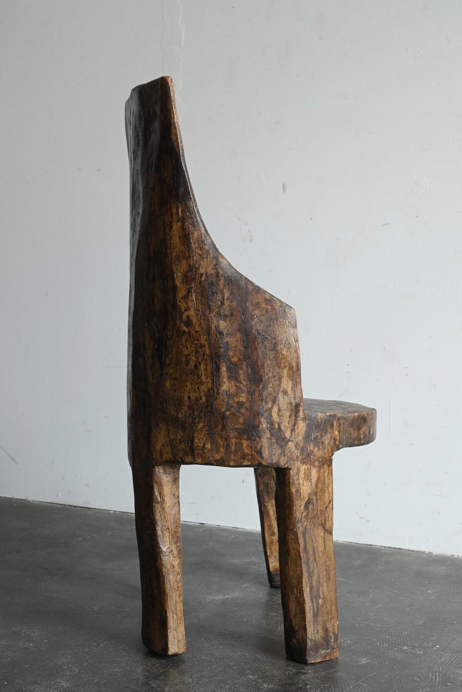 Old Indian wooden low chairB/20th century/Chair made from a single piece of wood For Sale 7