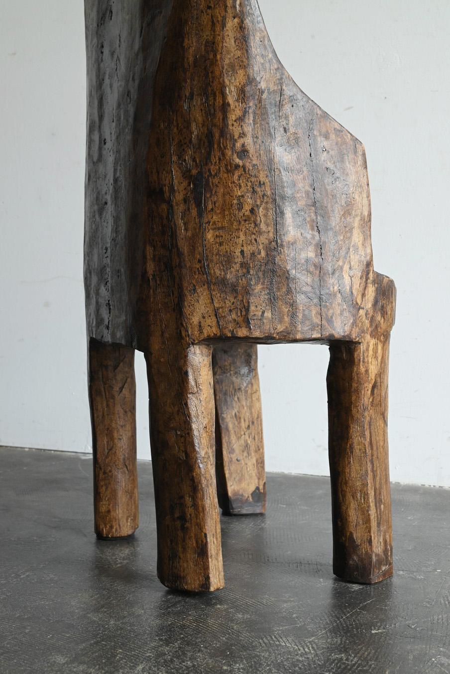 Old Indian wooden low chairB/20th century/Chair made from a single piece of wood For Sale 8