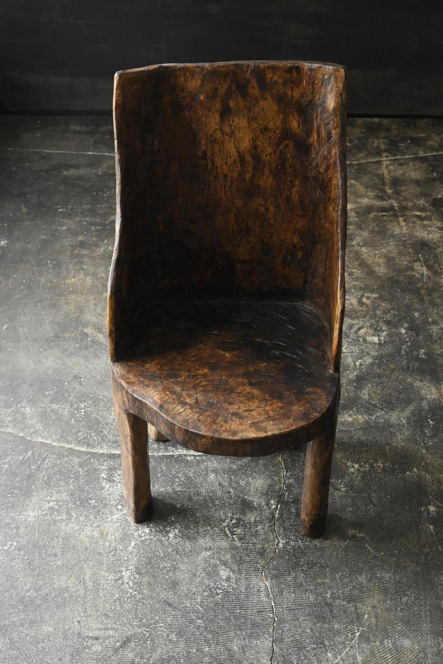 Other Old Indian wooden low chairB/20th century/Chair made from a single piece of wood For Sale