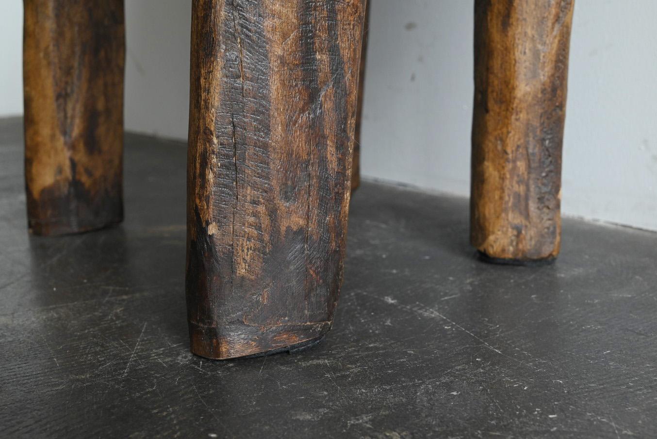 Old Indian wooden low chairB/20th century/Chair made from a single piece of wood For Sale 1