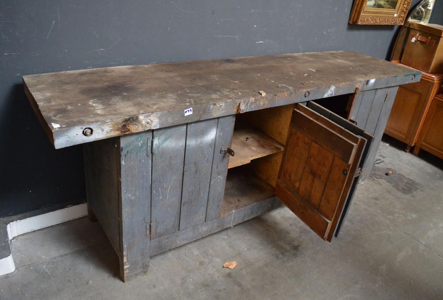 old Industrial workbench. 4 doors circa 1930.