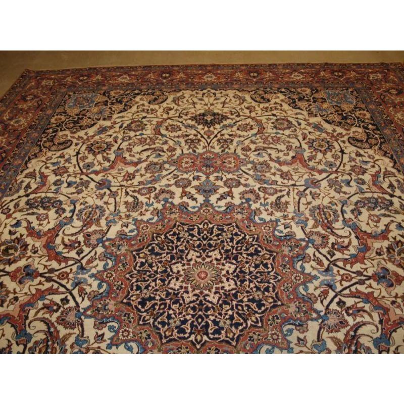Asian Old Isfahan Carpet of Large Size with Classic Design For Sale